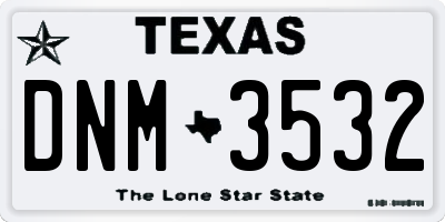 TX license plate DNM3532