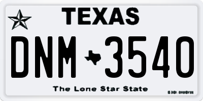 TX license plate DNM3540