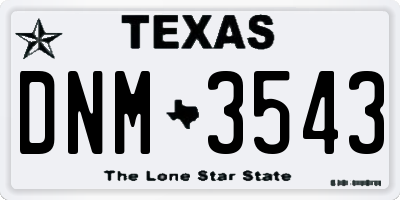 TX license plate DNM3543