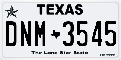 TX license plate DNM3545