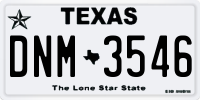 TX license plate DNM3546