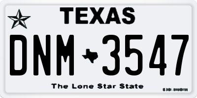 TX license plate DNM3547