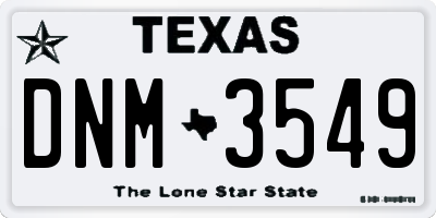 TX license plate DNM3549