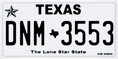 TX license plate DNM3553
