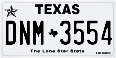 TX license plate DNM3554