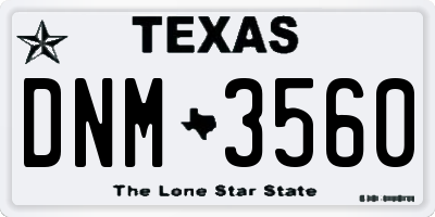 TX license plate DNM3560