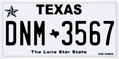 TX license plate DNM3567