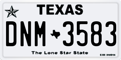 TX license plate DNM3583