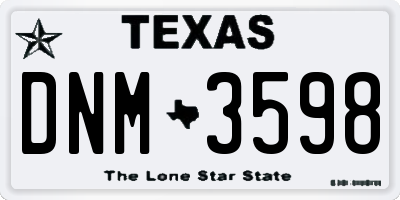 TX license plate DNM3598