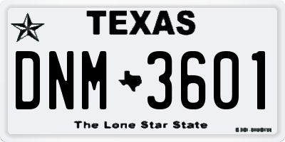 TX license plate DNM3601
