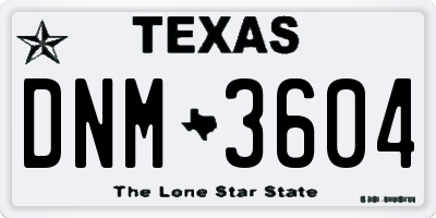 TX license plate DNM3604