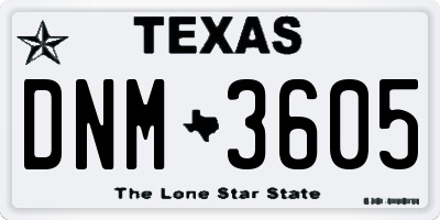 TX license plate DNM3605