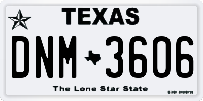 TX license plate DNM3606