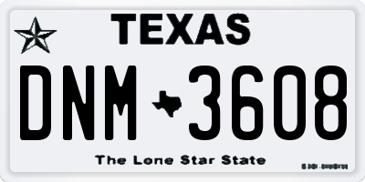 TX license plate DNM3608