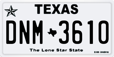 TX license plate DNM3610