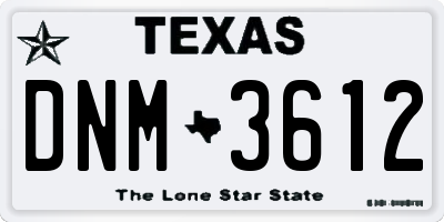 TX license plate DNM3612