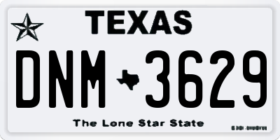 TX license plate DNM3629