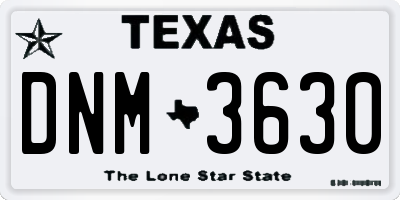 TX license plate DNM3630