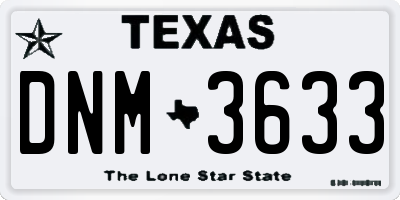 TX license plate DNM3633