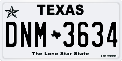 TX license plate DNM3634