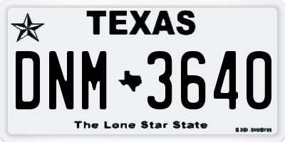 TX license plate DNM3640