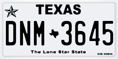 TX license plate DNM3645
