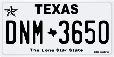 TX license plate DNM3650