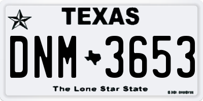 TX license plate DNM3653