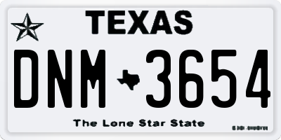 TX license plate DNM3654