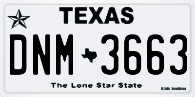 TX license plate DNM3663