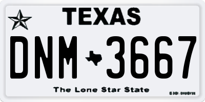 TX license plate DNM3667