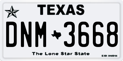 TX license plate DNM3668