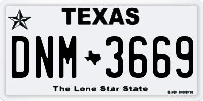 TX license plate DNM3669
