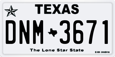 TX license plate DNM3671