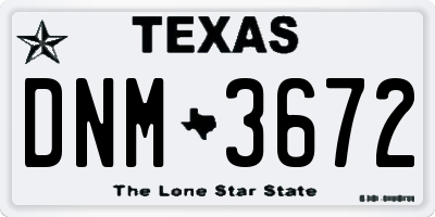 TX license plate DNM3672