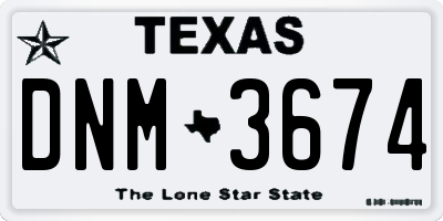 TX license plate DNM3674