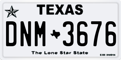 TX license plate DNM3676