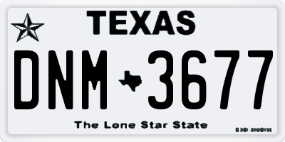 TX license plate DNM3677