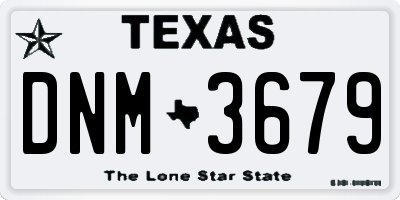 TX license plate DNM3679