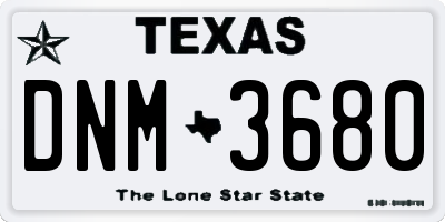 TX license plate DNM3680