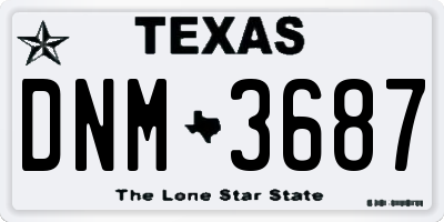TX license plate DNM3687