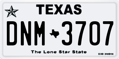 TX license plate DNM3707