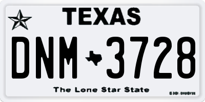 TX license plate DNM3728