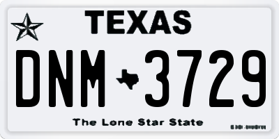 TX license plate DNM3729