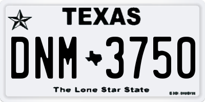 TX license plate DNM3750