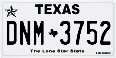 TX license plate DNM3752