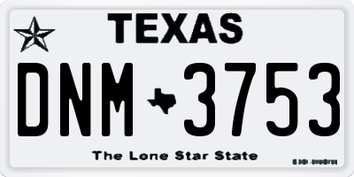 TX license plate DNM3753