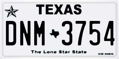 TX license plate DNM3754