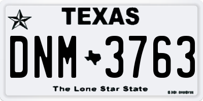 TX license plate DNM3763