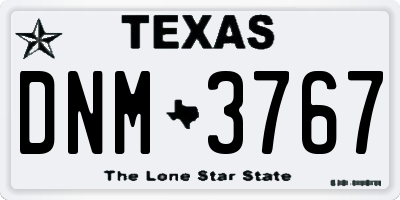 TX license plate DNM3767